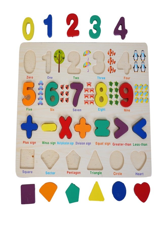 BUFACK Wooden Numbers,Math Symbols Puzzle- Kids Toys for 2-5 Years boy - Puzzles for Kids for Age 4 -Educational Toys for 3 Year Old - peg Board - Wooden Toy (Symbols Desgn Medium) - Image 4
